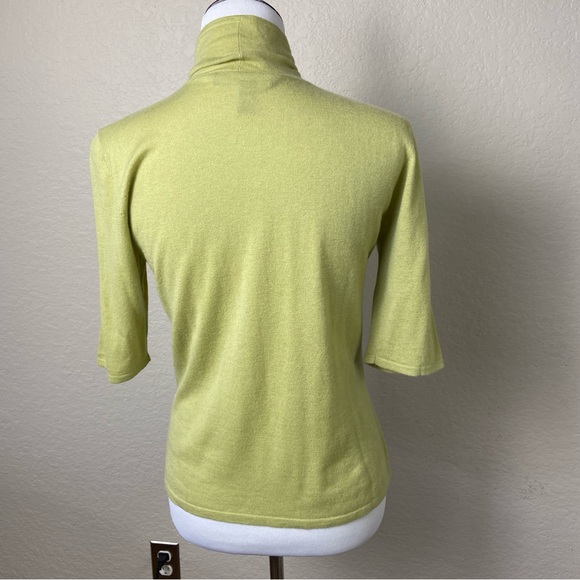 Linda Allard Ellen Tracy Lime Green Cashmere Sweater - Picture 2 of 8